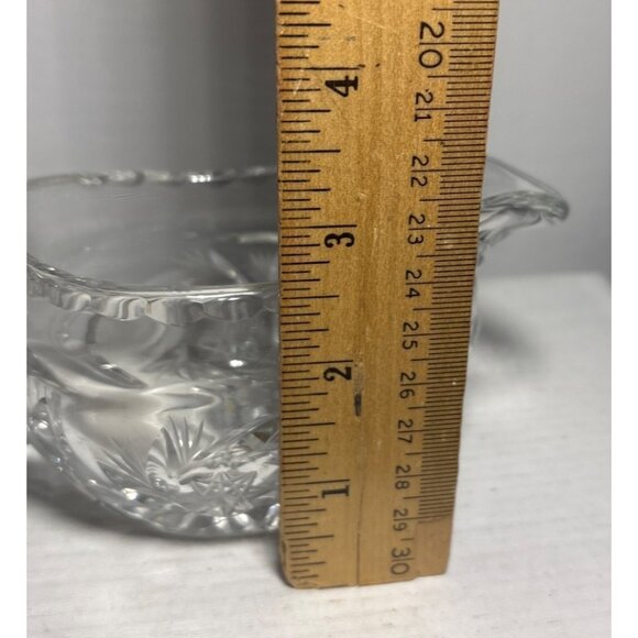 Bohemian Crystal Creamer & Lidded Sugar Dish Pinwheel Starburst Stunning Vintage - Picture 5 of 16